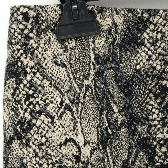 Talbots Skirt 12 Womens Black Beige Animal Print Lined Pencil Snakeskin print - Picture 5 of 9
